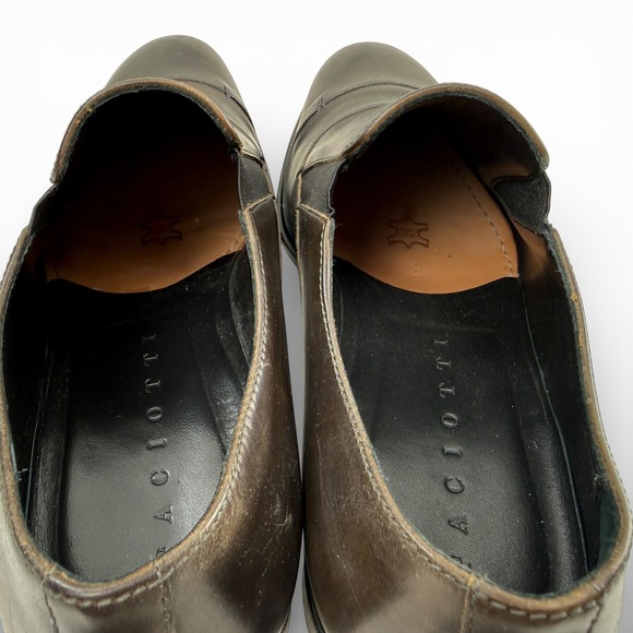 Cesare Paciotti Slip On Loafer Dress Shoes Men size US 10 Cap Toe Brown Leather - Picture 10 of 11